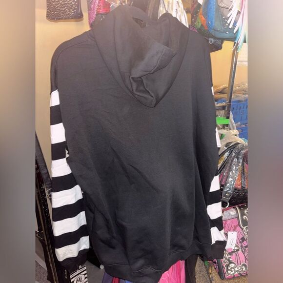 Hot Leathers Frankie Hooded Pullover Sweatshirt with Knit Strip Sleeves - Picture 4 of 4